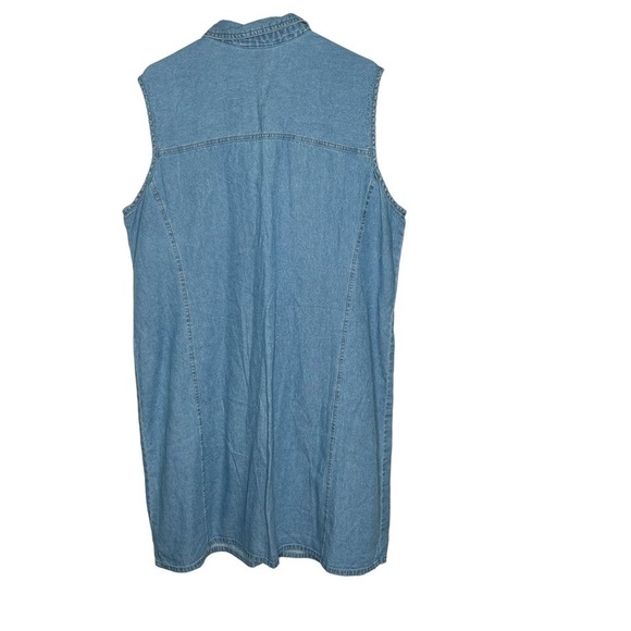 Denim & Co. Women’s Denim Dress Size 1X Light Blue Button Front Sleeveless - Picture 4 of 4